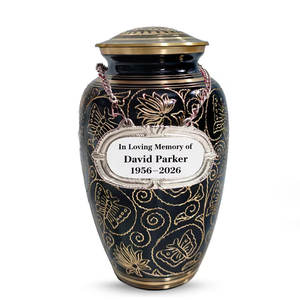 Brass Cremation Urn Decorative Ashes <b>Keepsake</b> Vase <b>Memorial</b> Crematory Urn for Adult Black Gold - Product Image 2