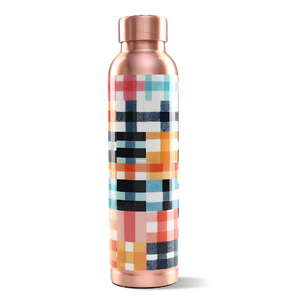 Botella de agua de cobre impresa con diseño personalizado y flores y hojas impresas en esmalte, botella de agua clásica. - Product Image 4