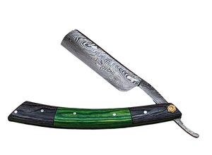 Aesthetic Handmade Damascus Steel Straight Razor with <b>Black</b> and Brown Pakka Wood Handle Personalized Blade Exotic Classic Barber - Product Image 3