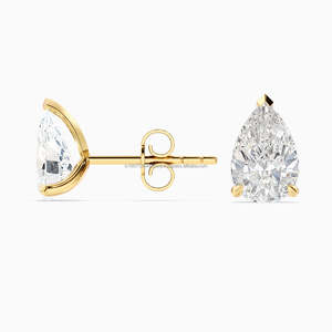 2 Ct Pear Cut Lab Grown Diamond Solitaire Unisex Stud Earrings 14k Solid Gold 1.75g Luxury Everyday Wedding Engagement Party - Product Image 2