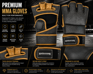 Gants MMA de qualité supérieure HANDSCHUHE INDUSTRIES, logo personnalisé, fabriqués en usine, en cuir véritable Crunch, fermeture auto-agrippante pour - Product Image 5