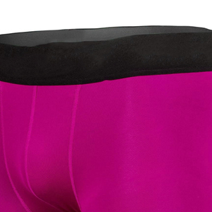 Shorts de compression pour hommes, couleur unie violet, taille mi-haute, taille élastique, respirants, en coton et élasthanne tricoté, décontractés et sportifs - Product Image 4