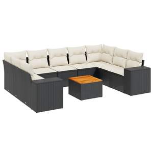 Conjunto de Sofás Modulares Grandes de Ratán PE Negro para Jardín, Muebles Modulares Elegantes para Exteriores - Product Image 2