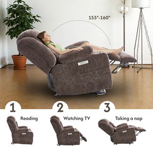 Poltrona Reclinabile Elettrica in Pelle per Anziani con Funzione Massaggio e Riscaldamento, Comoda Seduta per Soggiorno - Product Image 5