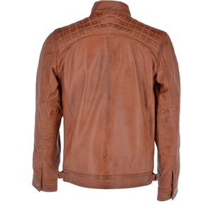 Chaqueta personalizada de piel auténtica, chaqueta de bombardero de piel de cordero auténtica, chaqueta de motorista de café Racer, elegante chaqueta de cuero liso 2026 - Product Image 3