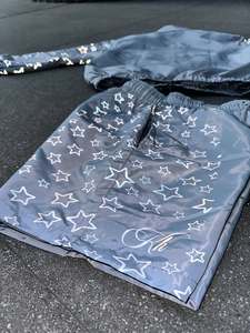 Star Print Windbreaker Tracksuit Set <b>Men</b> Lightweight Zip Up <b>Jacket</b> And Shorts Two Piece Streetwear Sportswear Set - Product Image 3