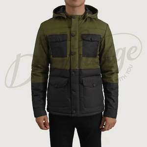 Veste matelassée à capuche pour homme personnalisée, deux tons, multi-poches, style cargo, parka d'hiver, manteau décontracté chaud matelassé pour l'extérieur - Product Image 3