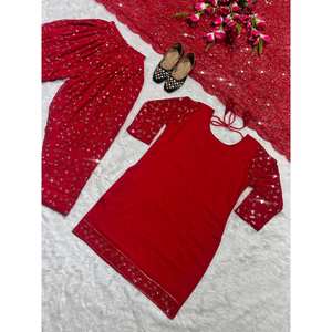 Ensemble de costume de soirée pour femmes de créateur, style Patiala, salwar avec dupatta et haut, tenue de soirée élégante - Product Image 6