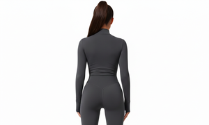 จั๊มสูทออกกำลังกายผู้หญิง ผ้าสแปนเด็กซ์/ไนลอน ระบายอากาศได้ดี แบบชิ้นเดียว ซิปหน้า แขนยาว กระชับสัดส่วน ควบคุมหน้าท้อง เหมาะสำหรับโยคะ ฟิตเนส บอดี้สูทรัดรูป - Product Image 4