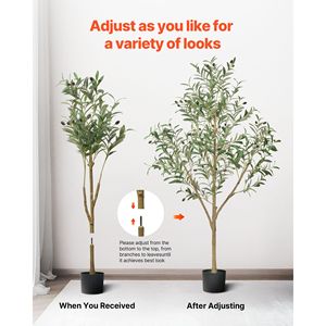 Olivo Artificial de 1.5 m de Altura con Hojas Verdes Realistas y Frutos, Maceta Negra, Tronco de Madera Natural, para Uso en Interiores y Exteriores - Product Image 6