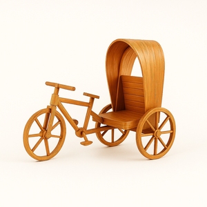 Handmade <b>Bamboo</b> <b>Craft</b> Rickshaw Decorative Model Eco-Friendly Smooth Polished Customizable Size Showpiece Art Collectible Home - Product Image 2