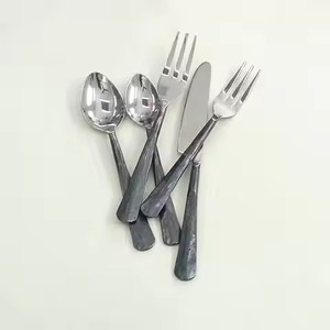 Trending Style <b>Cutlery</b> Set Satin Gold Finish Pink Marble Resin Handle Stainless Steel 4pcs Wedding Party Flatware <b>Cutlery</b> Set - Product Image 4
