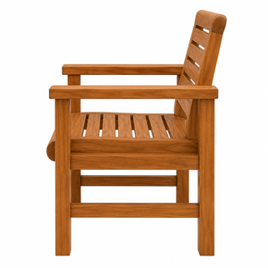 Chaise de jardin moderne en teck massif avec larges accoudoirs et dossier à lattes, imperméable, durable, écologique, Saber Living Room Park - Product Image 4