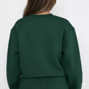 Ensemble de survêtement deux pièces de qualité supérieure pour femme, sweat-shirt à col rond, survêtements personnalisés, shorts, ensemble de deux shorts - Product Image 3