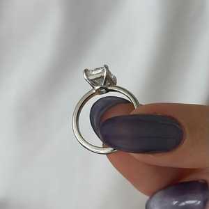 2 Carat E VVS2 Radiant Cut Lab Grown Diamond Low Profile <b>Solitaire</b> <b>Ring</b> , 14k White Gold LOW Set, IGI Certified - Product Image 4