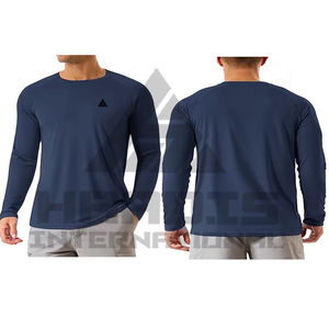 Camisetas de manga larga para hombre de color sólido, de poliéster puro, con logo personalizado. - Product Image 1