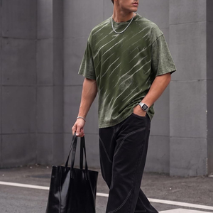 เสื้อยืดสตรีทแวร์โอเวอร์ไซส์สไตล์ใหม่ล่าสุด ล้างสีแบบแอซิดวอช สำหรับเด็กผู้ชาย ขายส่งเสื้อยืดผู้ชายคุณภาพสูงแบบแอซิดวอช - Product Image 3