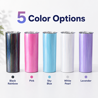 Gobelet isotherme droit et fin en acier inoxydable de 20 oz, coloris arc-en-ciel, avec couvercle, personnalisable avec logo, vente en gros pour cadeaux et articles de boisson