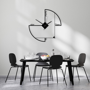 Reloj de Pared Moderno de Metal Negro, Diseño Geométrico Abstracto con Números Arábigos, Reloj Decorativo para Sala de Estar, Oficina en Casa - Product Image 4