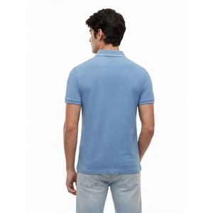 Camisa Polo Azul de Manga Corta Casual para Hombre con Cuello con Ribete, Algodón Personalizado Transpirable, Ropa de Golf de Verano, Fabricante Mayorista - Product Image 2