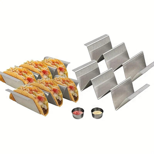 Soporte vertical para tacos de acero inoxidable antirust, con ranura para condimentos, soporte para tortillas en forma de V para conchas duras y blandas - Product Image 4