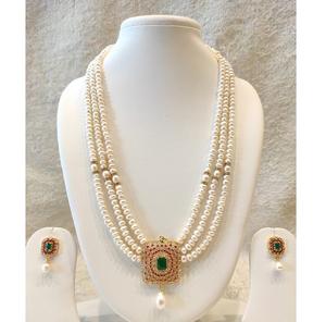 Ensemble de perles longues en moissanite de qualité supérieure, finition or, avec boucles d'oreilles, collection pour mariage - Product Image 2