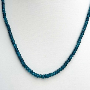 Tự Nhiên London Màu Xanh Topaz Mặt Rondelle Đá Quý Đính Cườm Vòng Cổ Với Mạ Vàng Sterling Bạc Tại Nhà Máy Bán Buôn Giá - Product Image 2