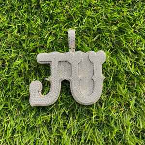 Colgante Personalizado de Moissanita con Letra JU, Estilo Único, para Fiesta Hip Hop o Rapper, de Plata de Ley 925, Joyería Fina, Colgantes y Dijes - Product Image 4