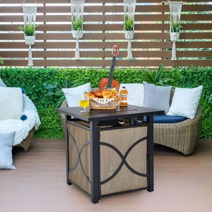 25 Inch 40000 BTU Propane <b>Fire</b> <b>Pit</b> <b>Table</b> with Lid and <b>Fire</b> Glass <b>Fire</b> <b>Pits</b> Product - Product Image 4