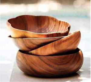 Hot Trend Durable Natural Bamboo <b>Bowl</b> Eco-friendly Wood Salad Fruit <b>Snack</b> <b>Bowl</b> With Salad Servers Spoon Set - Product Image 1