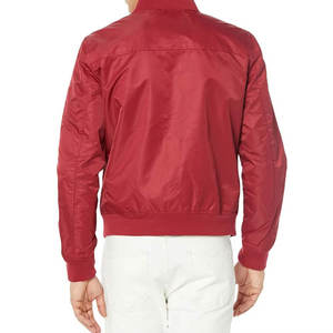 Blouson Bomber Rouge Homme Coupe Slim Personnalisé Léger Coupe-Vent Style Aviateur Printemps Automne Décontracté Veste Extérieure Zippée pour Homme - Product Image 6