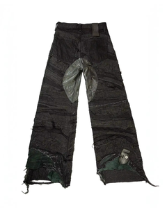 Jean en denim pour homme 2026 de haute qualité, coupe évasée, délavé bleu, avec patchs, effet usé, style streetwear hip-hop Y2K, OEM ODM, en coton - Product Image 4