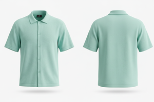 Chemise habillée d'été à manches courtes boutonnée, sur mesure, décontractée, en mélange de coton doux et respirant, pour le bureau - Product Image 3