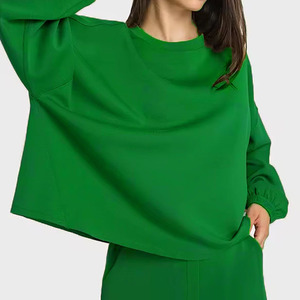 Style Sports Wear Solid Accept Customized Color Women's Cotton Active wear 2-Piece <b>Set</b> with Sweatshirt - Product Image 4