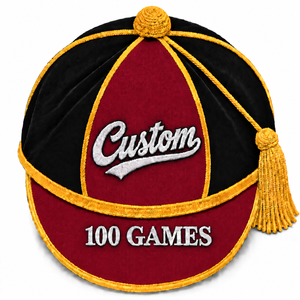 Casquette en velours brodée 3D personnalisée, 6 panneaux, avec pompon, bordeaux, noir, or, 100 jeux, unisexe, adulte, style anglais, sport - Product Image 1