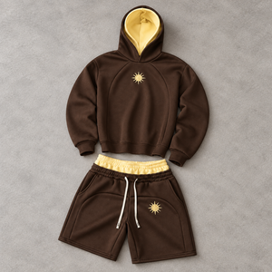 Conjunto de Sudadera con Capucha y Cordón Ajustable con Detalles en Contraste para Invierno, Pantalones Cortos Ligeros, Ropa Casual de Moda Urbana para Uso Diario - Product Image 6