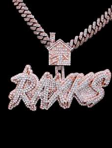 Collar con Colgante de Nombre en Capas Unisex de Plata Auténtica con Diamantes de Moissanita, Letra de Nombre Personalizada, Corte Brillante, Engaste de Bisel, Estilo Hiphop - Product Image 3