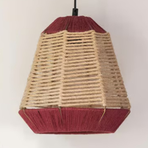 Lámpara Colgante Tejida a Mano de Yute Rojo y Beige Paradise Red - Product Image 5