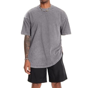 เสื้อยืดผู้ชายโลโก้แบบกำหนดเอง ผ้าฝ้ายทรงโอเวอร์ไซส์ สไตล์วินเทจ สตรีทแวร์ ระบายอากาศได้ดี เสื้อยืดลำลอง รับผลิตตามสั่ง (OEM) ขายส่งเสื้อยืดผู้ชาย - Product Image 5