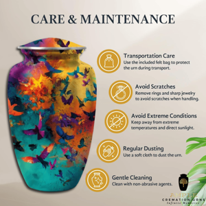 โกศบรรจุอัฐิรูปผีเสื้อหลากสีสไตล์อเมริกัน ทำจากอะลูมิเนียม สำหรับผู้ใหญ่ ดีไซน์สวยงาม เป็นมิตรกับสิ่งแวดล้อม ปรับแต่งได้ ทนทาน - Product Image 5