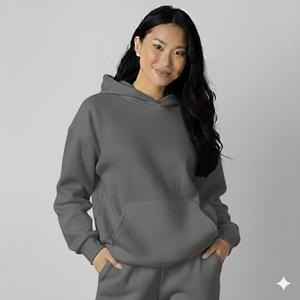 Custom <b>Women</b> <b>Navy</b> Blue Hoodie Wholesale Heavyweight <b>Fleece</b> Pullover Blank Hooded Sweatshirt Plain Oversized Tracksuit Hoody - Product Image 3