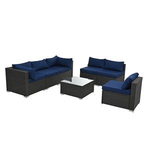 Tavolo da giardino in vimini e vetro temperato - Product Image 5