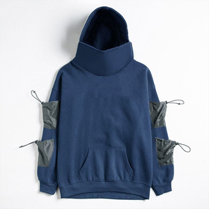 Wholesale Price Fleece Hoodie Ninja Hood Cargo Pockets Winter Streetwear Reflective Logo Polyester Warm Sweatshirt men's hoodies - Product Image 6