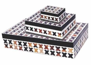 Juego de Cajas Redondas de Cerámica Hechas a Mano con Tapa, Pintadas a Mano con Patrón Geométrico Azul y Blanco, Decoración Ligera para el Hogar - Product Image 2