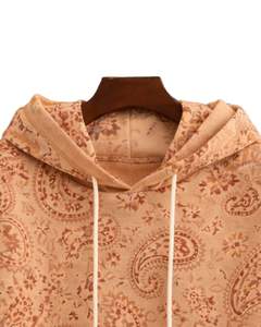 Sudadera con Capucha para Mujer, Diseño Paisley Beige Personalizado, Felpa de Algodón, Estilo Casual, Fabricante Personalizado, Proveedor de Ropa Urbana al por Mayor - Product Image 5