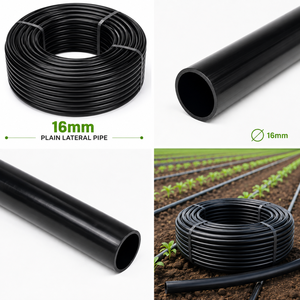 Système d'irrigation goutte à goutte premium noir 16 mm en LDPE pour tuyaux latéraux, idéal pour l'agriculture et les terres agricoles - Product Image 1