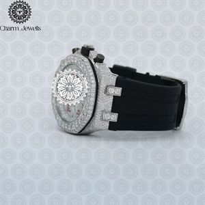 Charm_Jewells Luxury Men's Stainless Steel Watch 42mm Round Case Analog Mechanical Movement <b>Chronograph</b> Diamond Accents - Product Image 3