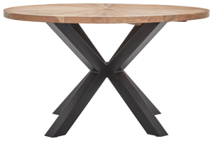 Table à manger en bois d'acacia massif au design industriel pour la maison et le salon, avec motif chevrons côtier suisse pour style ferme - Product Image 3