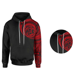 Men's Black <b>Hoodie</b> With <b>Red</b> Tribal Print Design Regular Fit Casual Sweatshirt Sublimation Printed Front Pocket Autumn Wear - Product Image 5