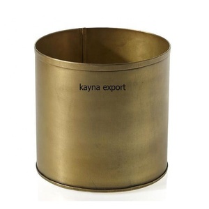 Brass Platted Antique Finished Hammered Metal Planter Pot Use <b>for</b> Garage Planter Pots Handcrafted Hammered Metal Planter - Product Image 3